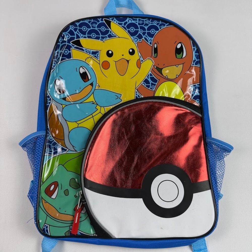 Pokemon Shiny Backpack Blue Pikachu Charmander Squirtle Bulbasaur FAB Starpoint
